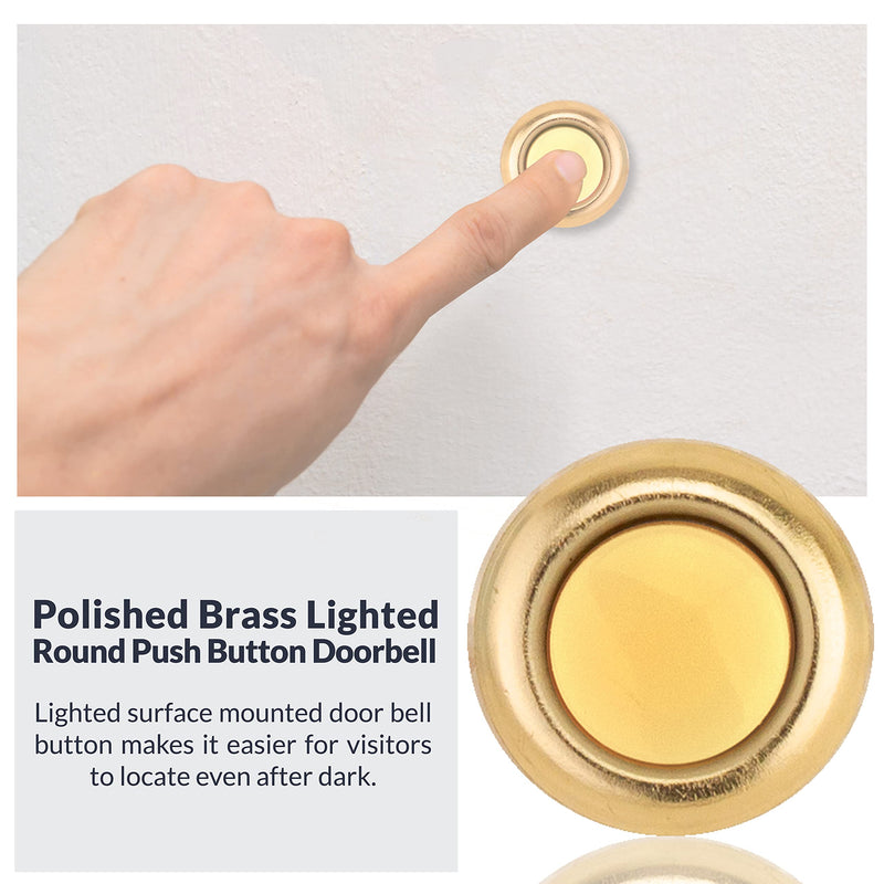 Newhouse Hardware FMBL Lighted Doorbell Button, 1-Pack, Brass Brass (Lighted)