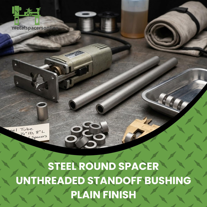 1/2" OD x 1/4" ID x 8" Long Steel Tube/Spacer (2 Pack) Metal Spacers Online Seamless Round Tubes/Spacers – Industrial Metal Tubing for DIY, Cutting, Welding, & Repairs Fits Screws and Bolts 1/4” or M6 2