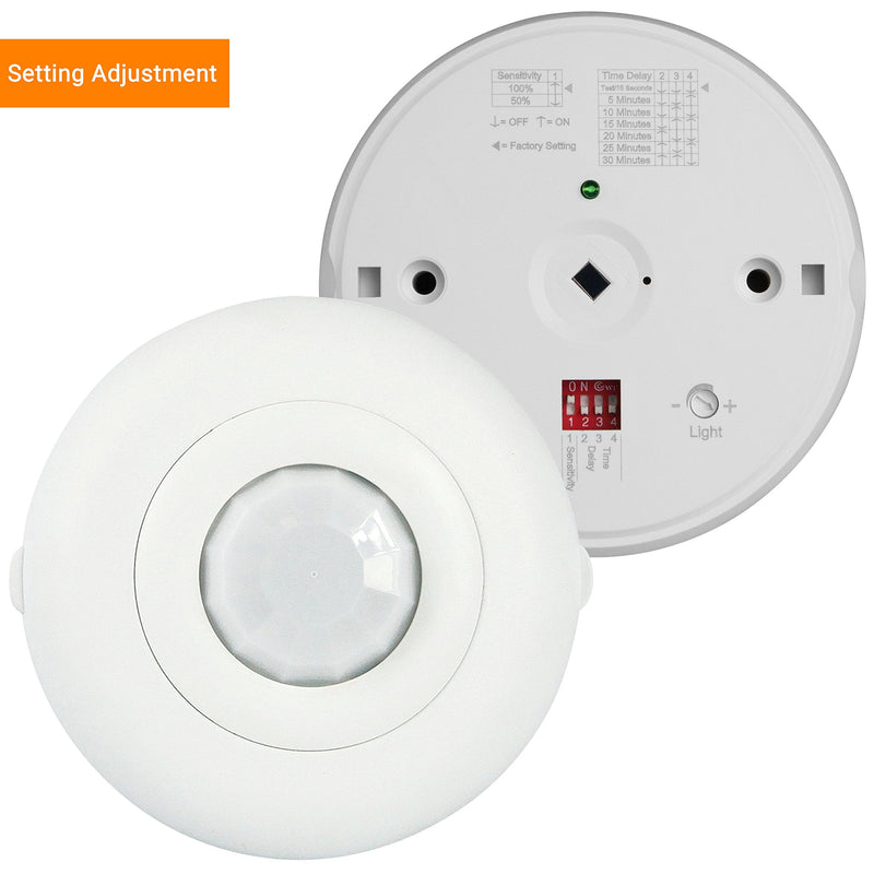 Enerlites MPC-52V PIR Ceiling Sensor, Ceiling Occupancy Sensor, Ceiling Light Sensor, Occupancy Sensor, Commercial Grade 360 Degree FOV, 800 Sq. Ft Coverage, 120-277VAC, White