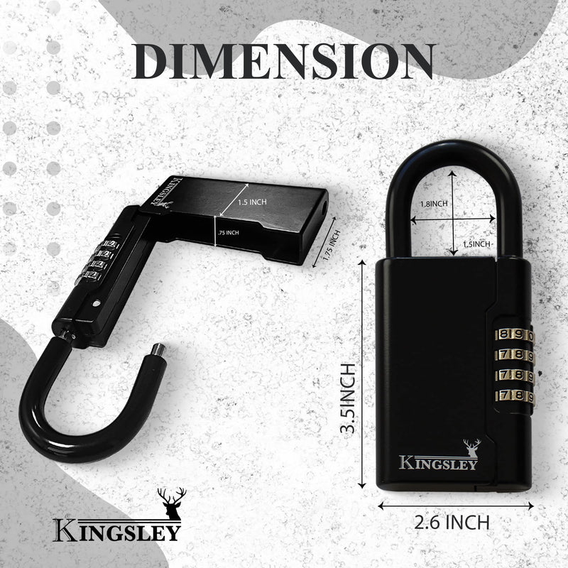 Kingsley Guard-a-Key Black Realtor's Lockbox Portable Resettable Hanging Key Safe Combination Lock Box for House Keys, Realtors, Vacation Rentals, Black