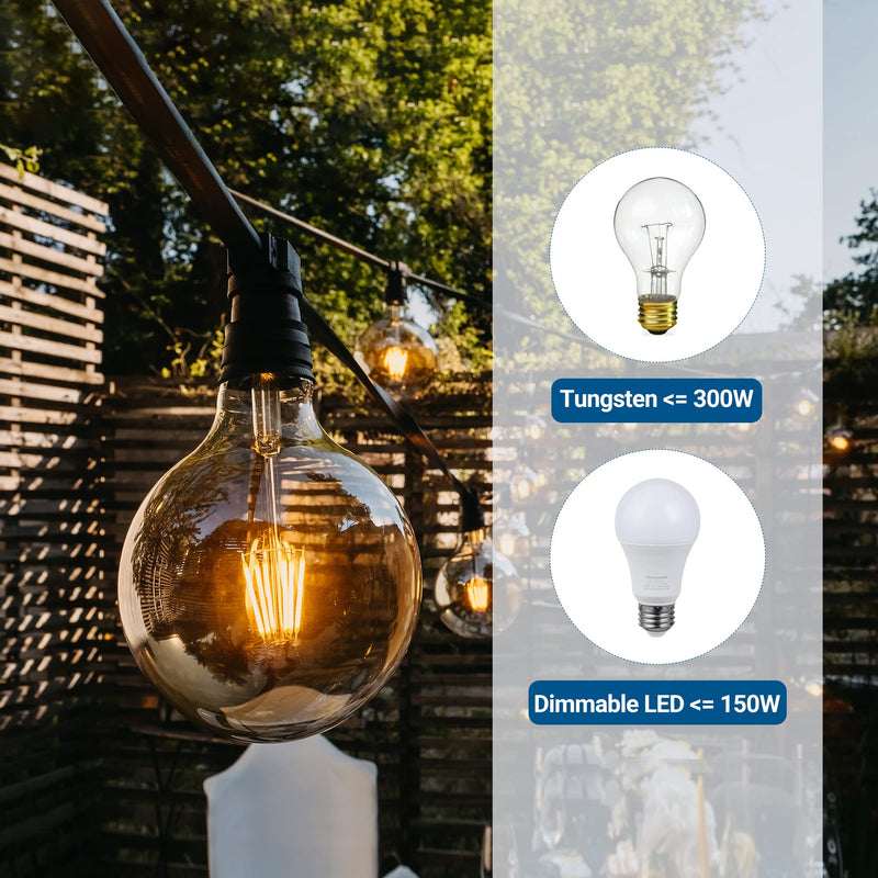 DEWENWILS Outdoor Dimmer for String Lights, Remote Dimmer Switch, Weatherproof Dimmer Plug, 100FT Range, Compatible with Dimmable LED/Tungsten Bulbs, FCC Certified 1 remote 1 outlet