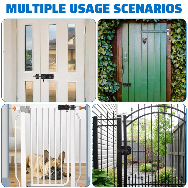 2 Pcs Slide Lock, 304 Stainless Steel Gate Latch, Slide Bolt Latch,Thickened Heavy Door Latch Lock, 6 Inch Black Barrel Bolt Latch, Security Slide Latch Lock