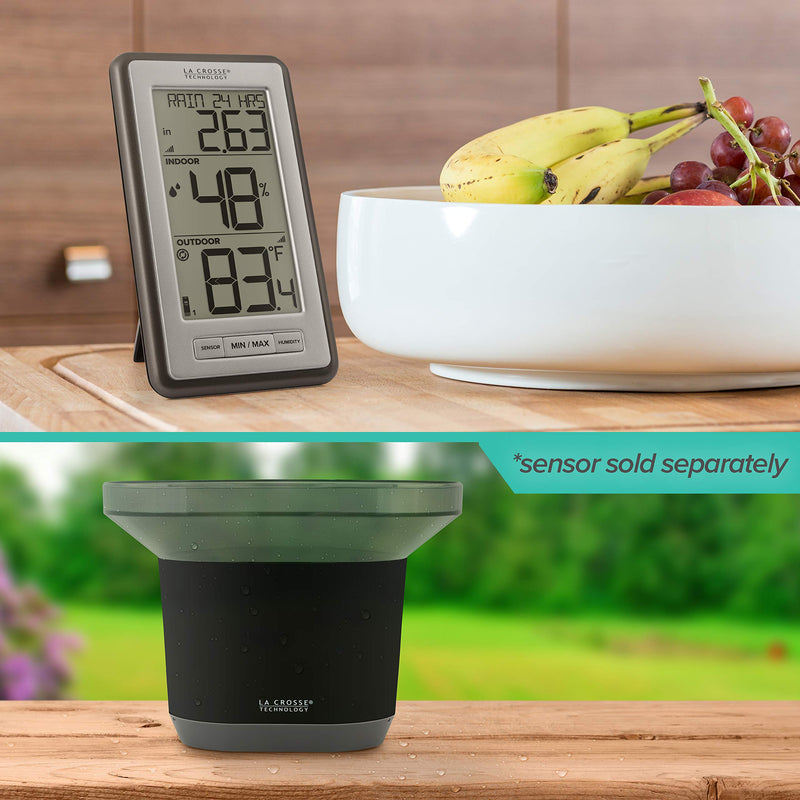 La Crosse Technology WS-9160UV3 Digital Indoor Outdoor Thermometer Wireless - Multi-Format Remote Temperature Sensor, Temperature Humidity Monitor with Manual Settings and 24-hr Display Titanium