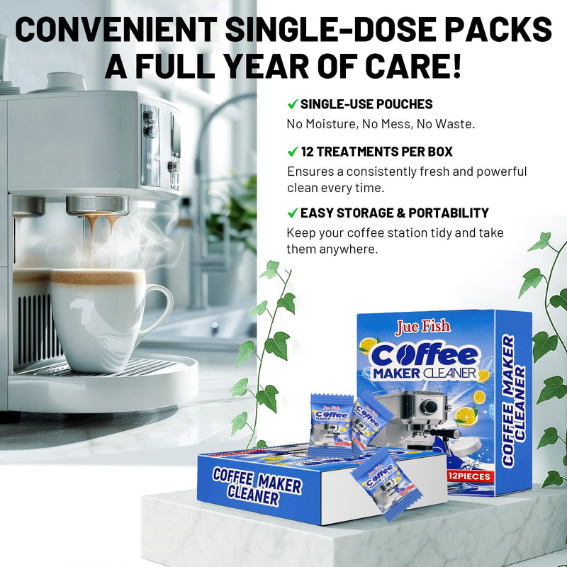 Coffee Machine Cleaner Descaler Tablets - 12 Count, Descaling & Deodorizing for All Coffee Makers, Deep Cleans, Non-Toxic