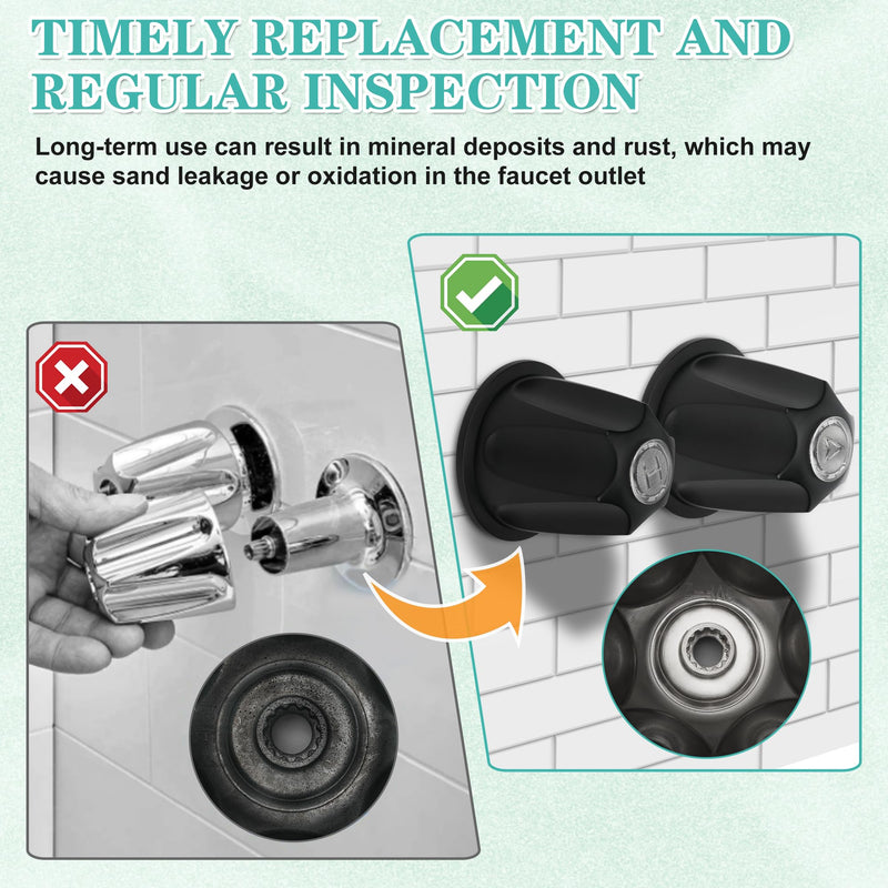 3 Piece Metal Shower Knob Replacement Compatible with Price Pfister Verve Tub Faucet Handle, Bathtub Knobs Include Hot/Cold/Diverter/Flange Base Replacement for Shower Trim Kit (Matte Black)