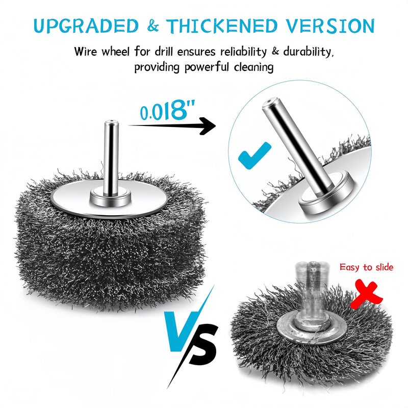 6PCS Wire Wheel for Drill– 3 Inch Heavy Duty Carbon Steel Wire Wheel, 1/4” Shank, for Rust, Paint & Corrosion Removal, Compatible with Die Grinders 6 Wire Brush for Drill