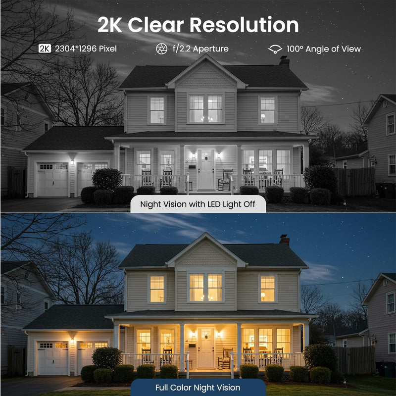 Solar Camera Outdoor Wireless-2K Battery Powered Outside Cameras for Home Security with PIR Motion Detection, Siren Alarm, 2-Way Talk, SD Card&Optional Cloud Storage, Work with Alexa, Y8 1P 2.4Ghz-1P-B