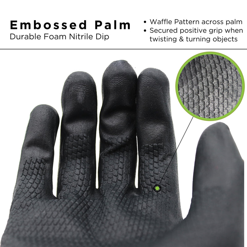 SHOWA 380 Foamed Nitrile Palm Coated General Purpose Work Gloves with Nylon Liner, 13-Gauge, Large (12 Pair) Bulk Pack