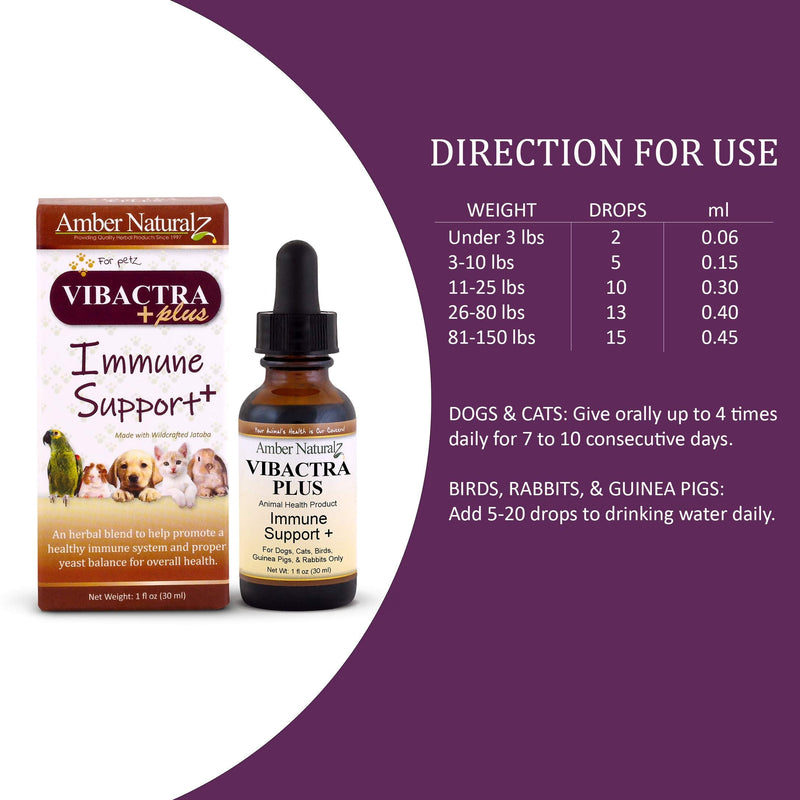 AMBER NATURALZ - VIBACTRA Plus - Immune Support Plus - for Petz - 1 Ounce - PawsPlanet Australia