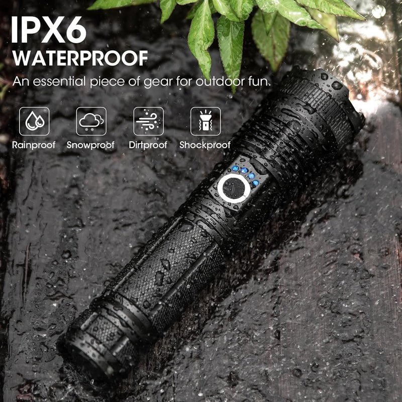 Rechargeable 99,000 High Lumens Flashlight - 2Pack Bright LED Flash Light with 5 Modes, Powerful Waterproof Handheld Lintera for Camping Home L-2P