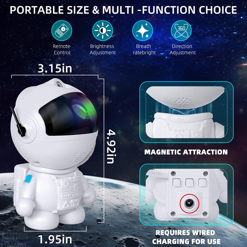 Astronaut Galaxy Projector with Nebula, Star Projector Ceiling LED Lamp with 8 Modes Astronaut Starry Night Light with Remote Gift for Kids Adults for Bedroom Christmas, Birthdays, Valentine's Day White