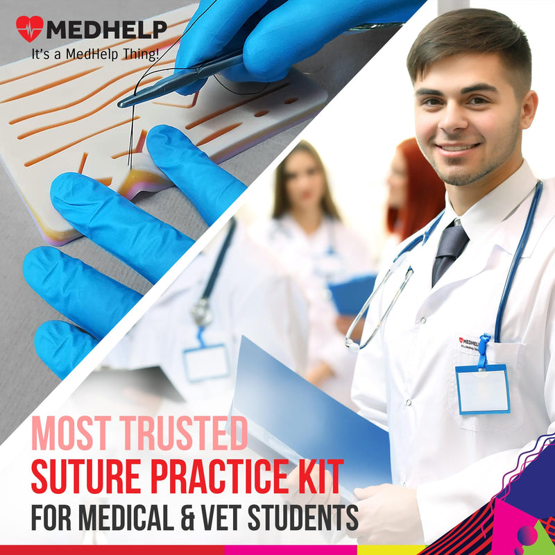 49 PCS Suture Practice Kit, Complete Medical Suture Kit for Surgical Training: Silicone Suture Pad, Sterile Sutures Thread with Needle, Scalpels Surgical, Gift for Medical Students Professional Grade Kit - Black - NewNest Australia