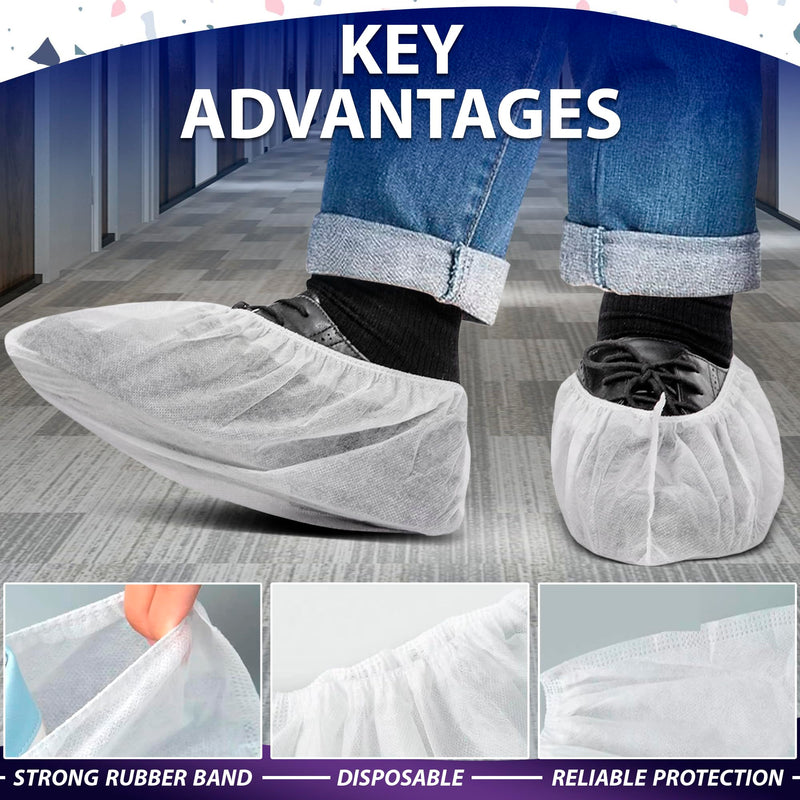 100Pcs Shoe Protector Disposable Shoe Covers for Indoors - Non Slip Shoe Covers Shoe Booties Protectors for Outdoor Shoe Covers - 50Pairs White Shoe Booties Disposable for Walking Boot 50Pairs Disposable White Shoe Covers