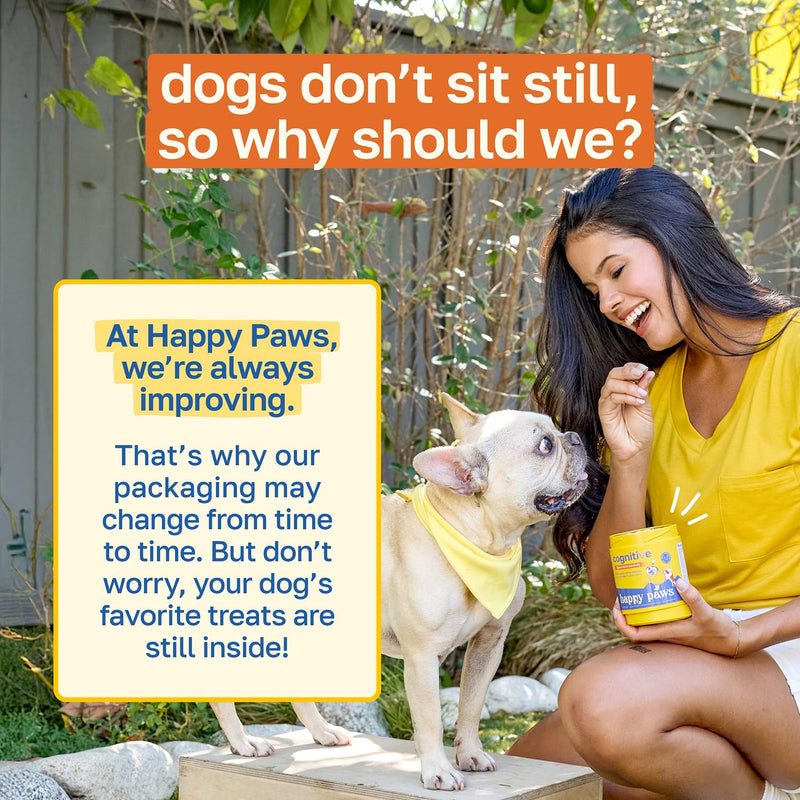 Happy Paws Cognitive Taurine Supplement for Dogs, Soft Chews with Spirulina, CoQ10 & Vitamins B1, B3, B12, Senior Dog Vitamins that Support Cognitive Function, Memory and Focus, 100 Count