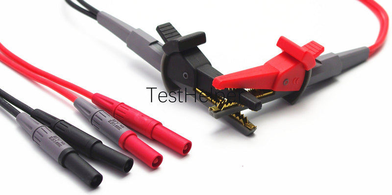 TL200 LCR Meter Tester 4 Four Wire Silicone Test Leads Lead Terminal Kelvin Clip Alligator with 4mm Banana Plug