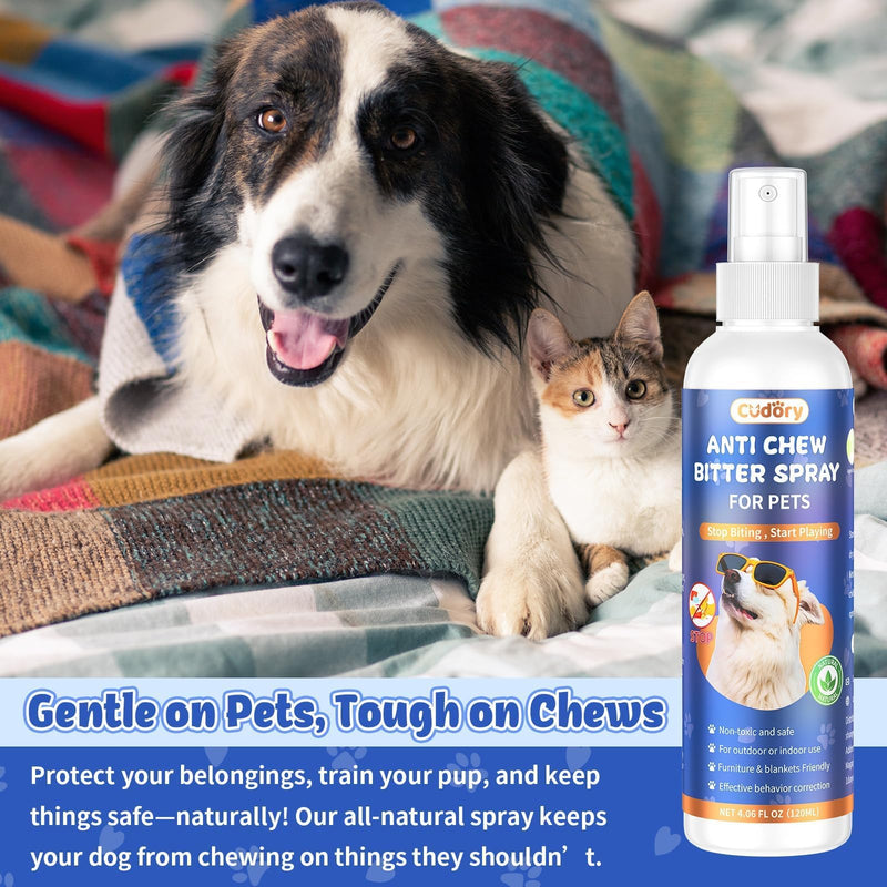Cudory 2PCS Bitter Apple Spray for Dogs to Stop Chewing, No Chew Spray for Dogs & Cats Protect Furniture Shoes Belongings, Dog Deterrent Training Aids Spray Natural No Alcohol & Trace