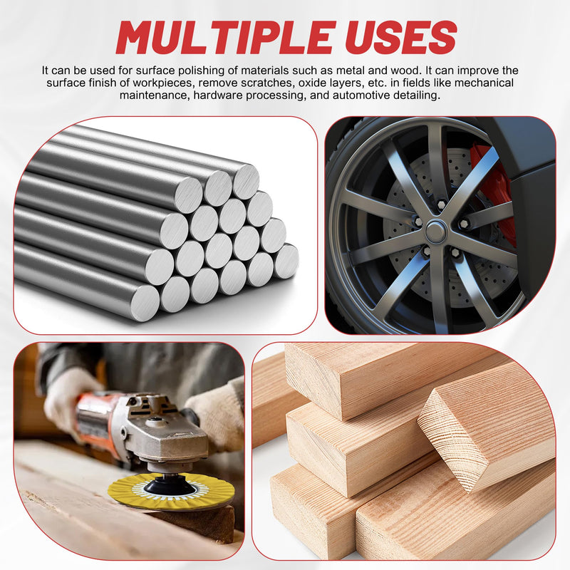 8" Airway Buffing Wheel, 9Pcs Aluminum Polishing Wheel Kit for Angle Grinder, Polishing Compound and Metal Polishing Pads for Stainless Steel Chrome Car Polish Mirror Finish (5/8" Arbor Hole)