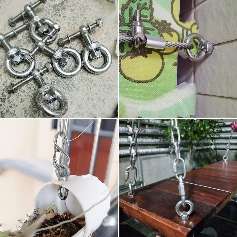 heyous 4pcs M10 304 Stainless Steel Ring Shape Lifting Eye Threaded Nut for Marine Hardware