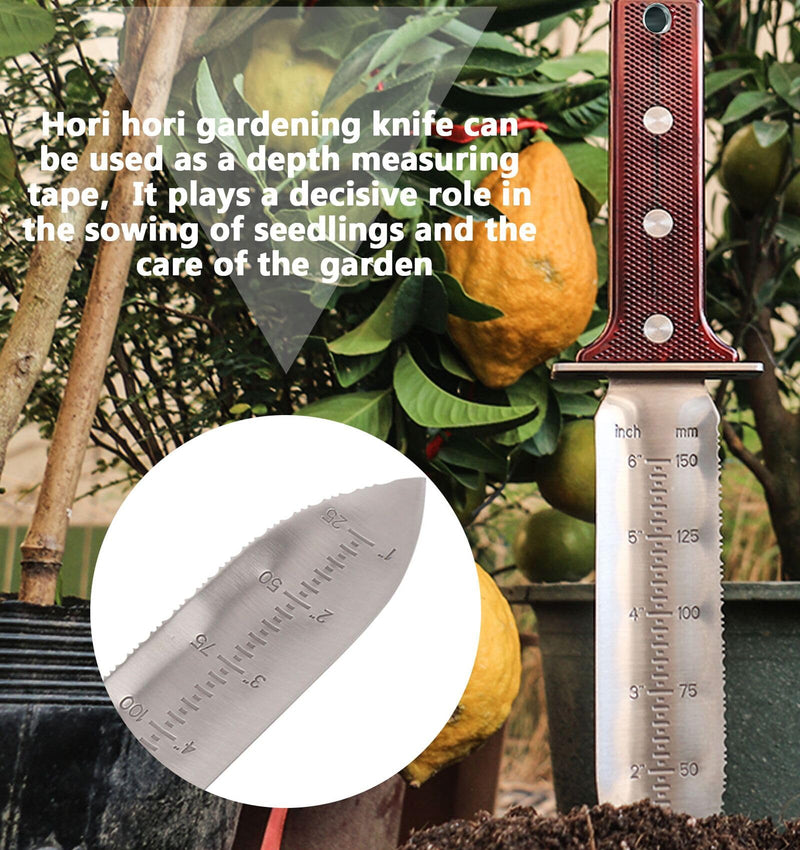 Gardening Hori Hori Garden Knife - Gardening Knife,Soil Knife, Serrated Side Weeding Knife,Digging Knife,Garden Knives With Sheath,Full Tang Hori Hori Knife silver 01
