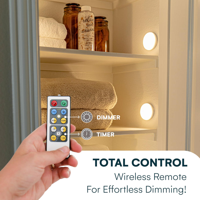Brilliant Evolution LED Puck Light | Wireless LED Under Cabinet Lighting | Under Counter Lights for Kitchen | Battery Operated Lights | Under Cabinet Light (6 pack with batteries (White))