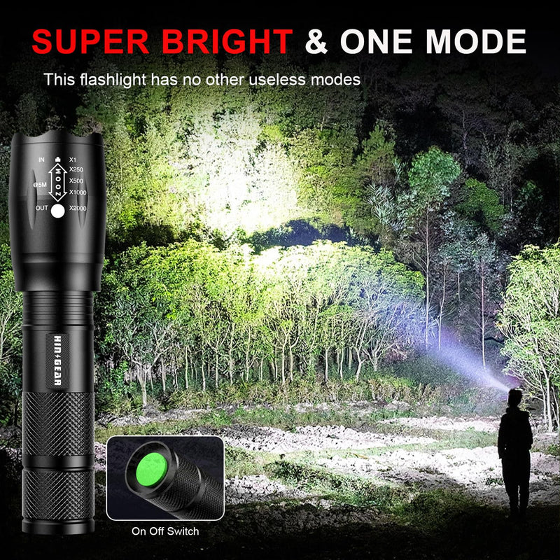 1 Mode Flashlights 4 Pack, Super Bright Zoomable LED Tactical Flashlight High Lumens, Water Resistant Portable Pocket Flash Light for Emergency, Camping, Home, and Gift - SL2000