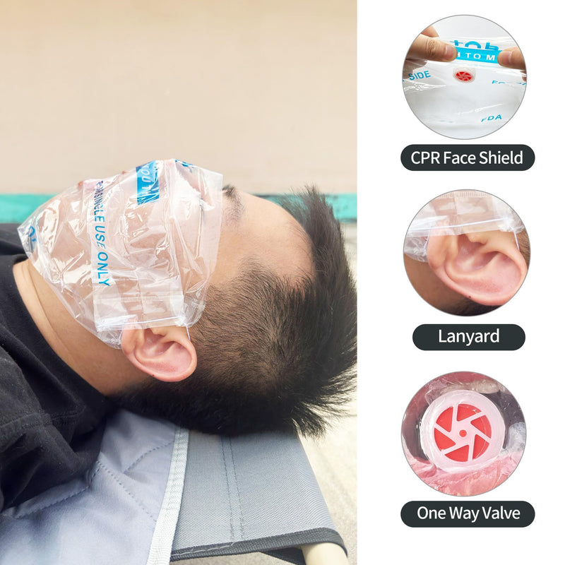 30 Counts CPR Pocket Mask Keychain, CPR Face Shield with One Way Valve Breathing Barrier for First Aid or CPR Training, AED Training(Three Colors)