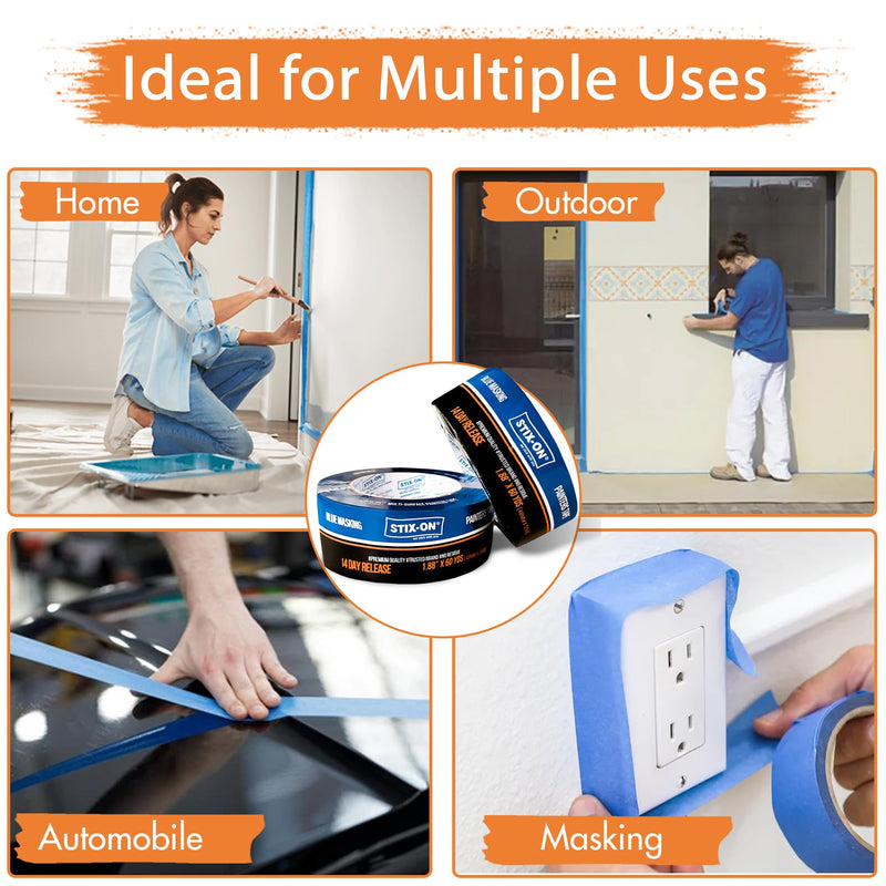 Painter’s Tape – 2 inch/ 1.88 inch x 60 yds Masking Tape Rolls – Paint Tap for Wall, Trim, Glass, Metal – Fine Line Tape for Precise Lines, Edges – Residue-Free Blue Painters Tape-Single Roll 2 Inch/1.88 (Single Roll)