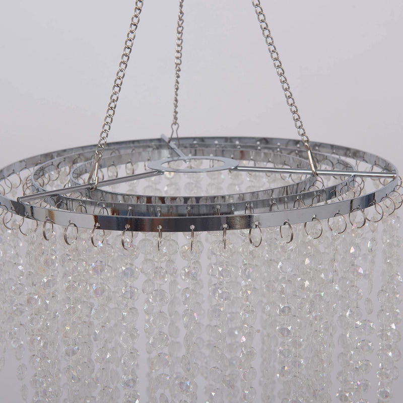 FlavorThings Sparkling Iridescent Acrylic Beaded Hanging Chandelier (W10.25"H30”)，3 Tiers Beads Pendant Shade, Ceiling Chandelier Lampshade with Acrylic Jewel Droplets, Beaded Lampshade H30