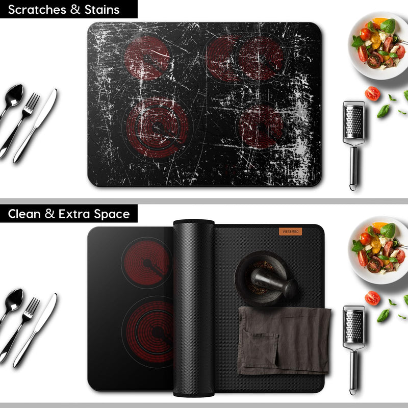 Fireproof Stove Cover, 28.5×20 Inches Electric Stove Top Cover, Heat Resistant GlassTop Stove Cover Protector, Kitchen Flat Stove Top Covers for Electric Stove Black