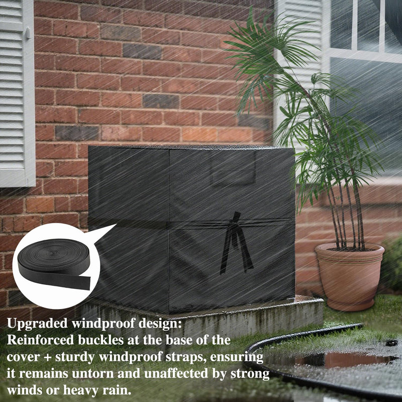 Air Conditioner Cover for Outside Units with Windproof Straps & Reinforced Buckles 420D Heavy Duty Square ac Covers Outdoor Protects HVAC Condenser From Winter Rain Snow Ice Dust Up to 36x36x39 inches 36x36x39inches