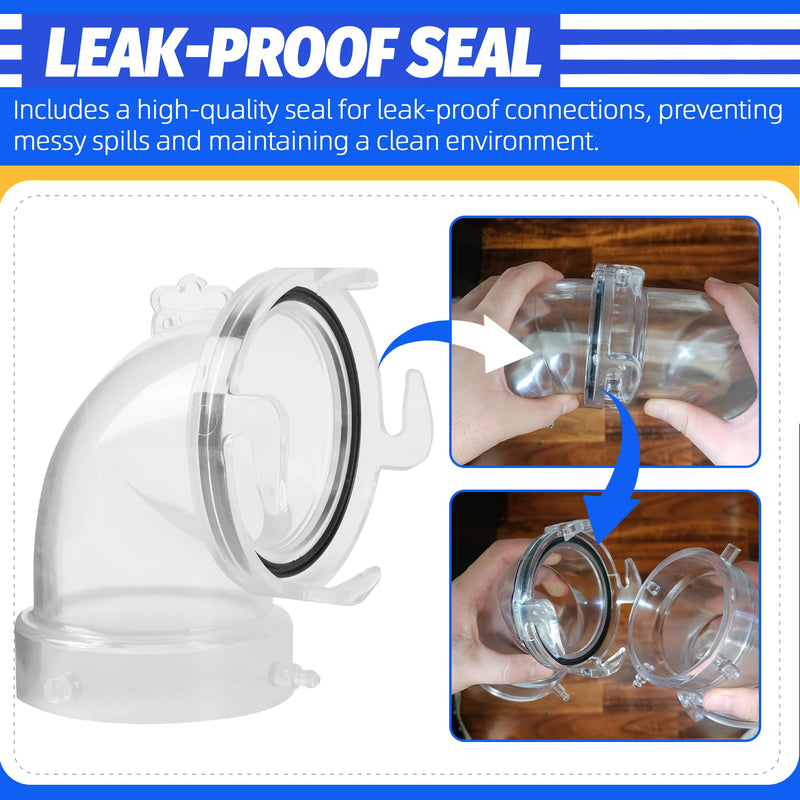 90° Clearview RV Sewer Hose Adapter with 3" Bay Lug - Durable, Leak-Proof Connection 90°