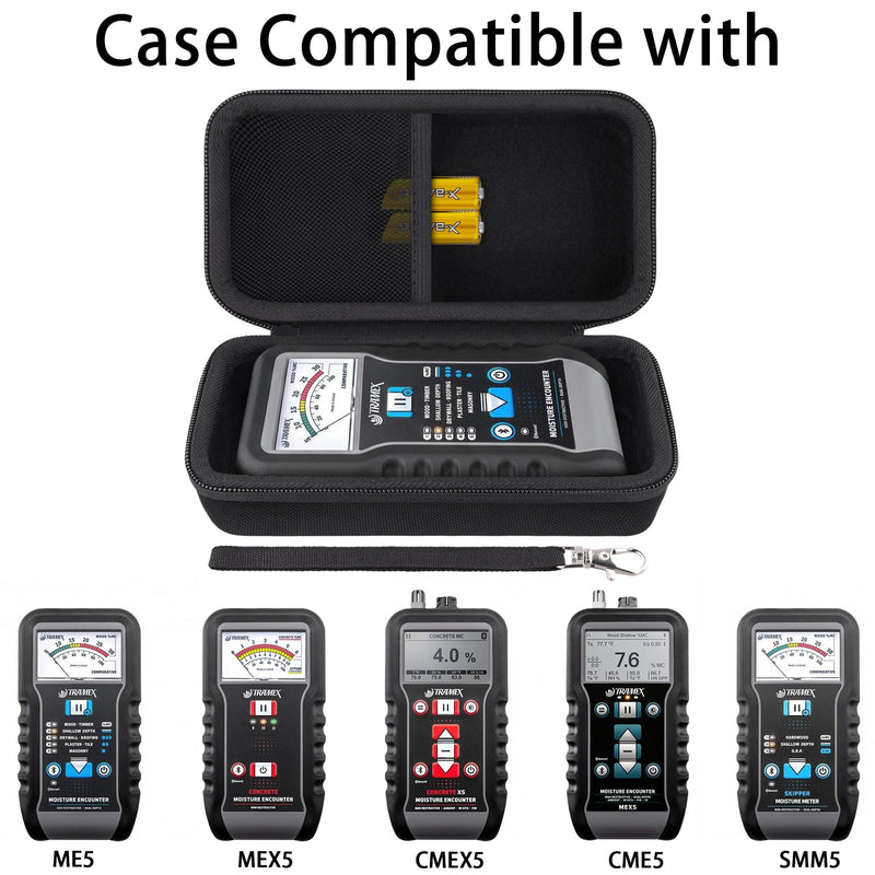 Syongsion Hard Case for Tramex ME5 MEX5 CME5 CMEX5 SMM5 Moisture Meter | Features a Mesh Pocket for Accessories. Hand Strap for Easy Carrying. Shockproof Storage Organizer for Work and Travel