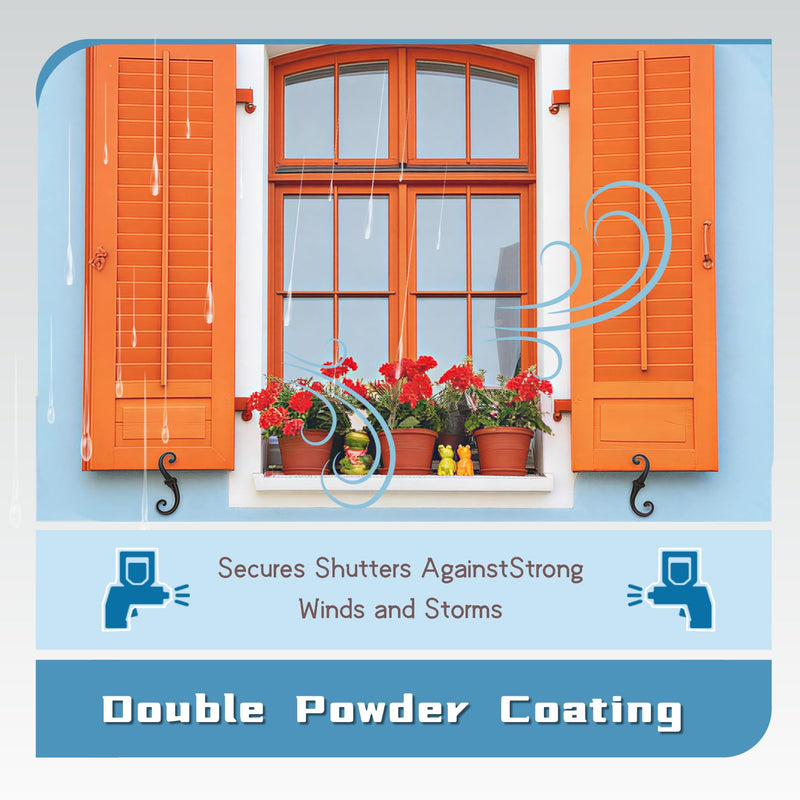 S Style Shutter Dogs Hardware, 6.3" Metal Shutter Fasteners with Set Screwsl, Decorative Window Tieback for Exterior Shutters, Home Decoration (6)