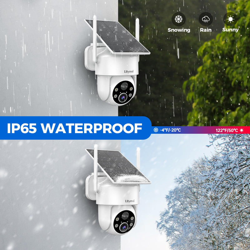 2K 360° View Security Cameras Wireless Outdoor, Solar Cameras for Home Security, Color/IR Illumination Night Vision, AI Detection, 2-Way Audio, Siren Alarm, SD/Cloud Storage, 2.4g WiFi White - 1 Pack