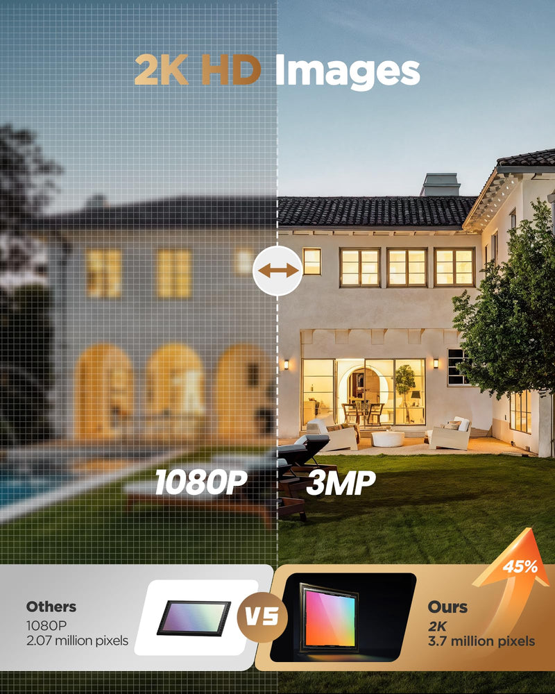 Security Cameras Wireless Outdoor Battery: 2K WiFi Camera Indoor for Home Security System - House Cameras with Motion Sensor - Support SD Card/Cloud Storage