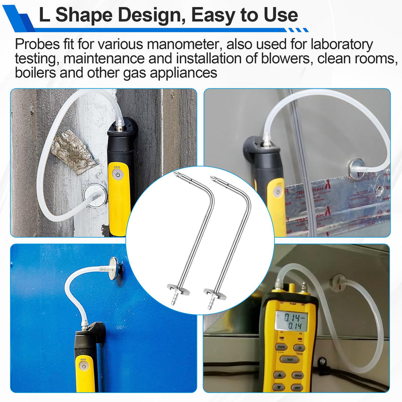 ASP2 Static Pressure Probes for Fieldpiece Manometers, HVAC Static Pressure Probes Compatible with Fieldpiece Klein Tools Manometer Gas Pressure Tester, Manometer HVAC Pitot Tube 2 Pack