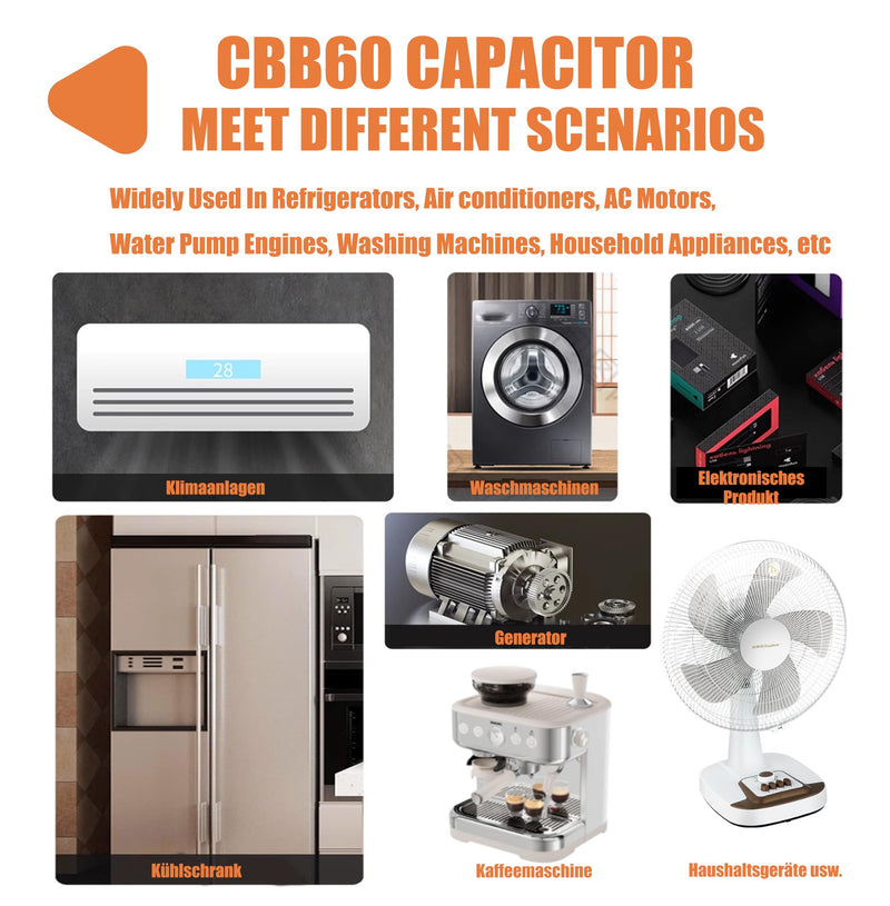 CBB60 16uF Motor Start Run Capacitor MFD 250VAC 50/60hz Cylindrical(16uF)