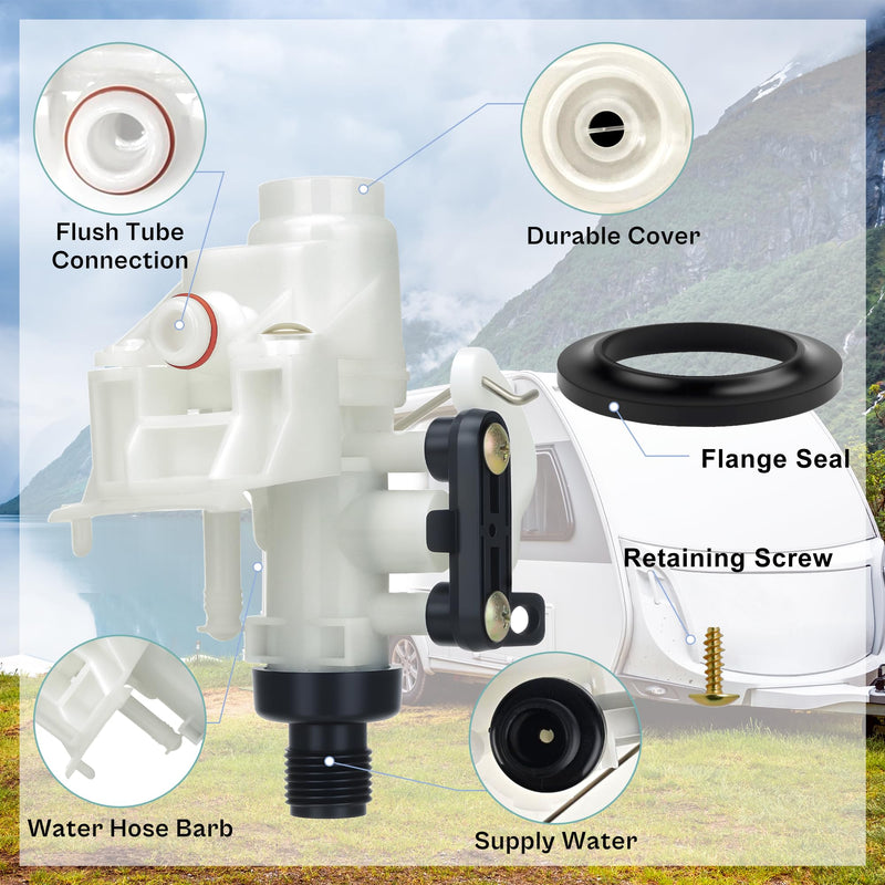 𝗨𝗽𝗴𝗿𝗮𝗱𝗲𝗱 31705 RV Toilet Water Valve Kit - Fits Thetford Aqua-Magic V (High/Low Hand/Foot Flush) | Leak-Proof, Freeze-Resistant, Replaces 31688, 31687, 31653