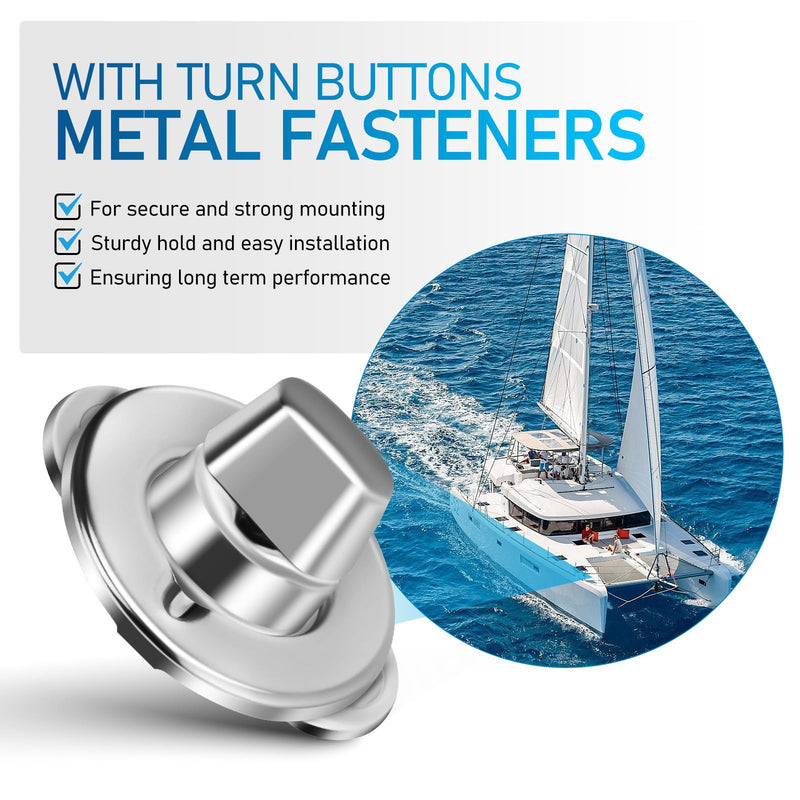 SEWACC 20 Sets Marine Grade Twist Lock Fasteners, Metal Canvas Turn Button Eyelets & Studs, Mounting Screws for Boats, Sailboats, Rvs