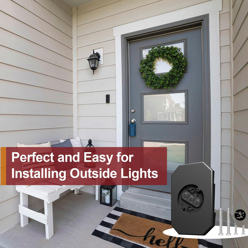 2 Pack Siding Mounting Block for Light, Lamp Repair Kit with Built-in Electrical Box - Fits 1/2" Lap/Double 4" Vertical, Vinyl Siding Hooks for Hanging Outdoor Lamp, Black 1/2 Inch Lap Siding Black-2 Pack 2