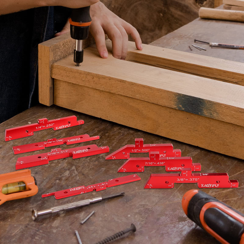 Router Table Setup Bars, 7pcs Aluminum Precision Setup Blocks Height Gauge Set for Router Table Saw Accessories and Angle Woodworking Set Up(Each Block has Different Thickness) 7 Pcs