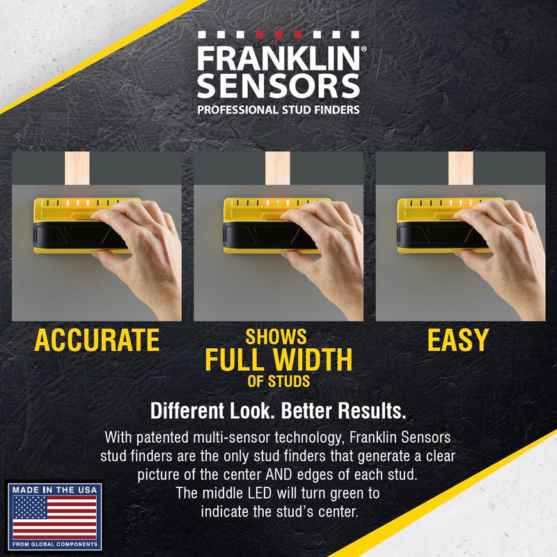 Franklin Sensors ProSensor M90 Stud Finder with 9-Sensors, Wood & Metal Stud Detector/Wall Scanner, Made in The USA Yellow
