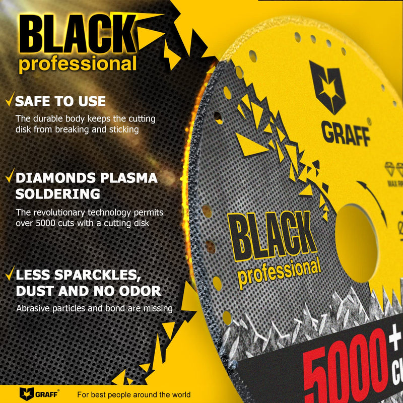 GRAFF Black Cut Off Wheels 4 1/2 Inch - Diamond Metal Cutting Disc for Angle Grinder 4.5 Inch - 60x Longer Wheel Life Ø 115 mm (4 ½ Inch) - GRAFF Black