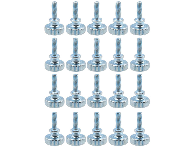 LBY 30pcs Knurled Hand Screw, M3 x 10mm Flat Knurled Head Fully Threaded Thumb Screws(Double Layer Step), Carbon Steel Galvanize