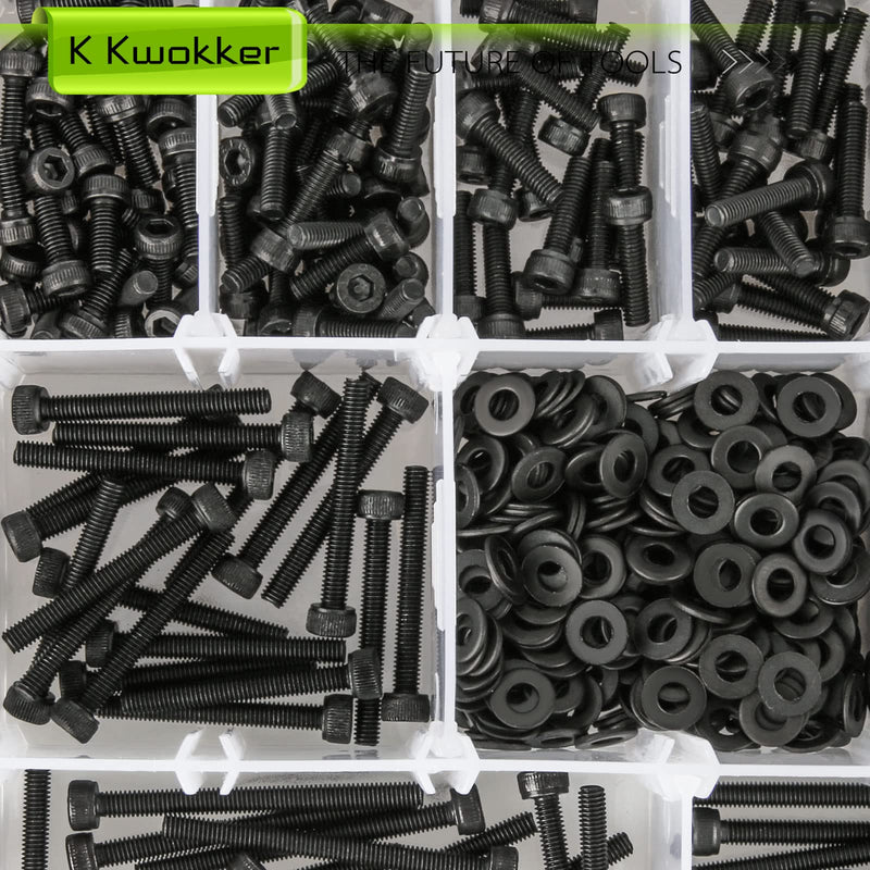 1023PCS Metric M3 Bolt Assortment 13 Lengths 4mm to 40mm, 12.9 Alloy Steel Screws Nuts and Washers Hex Socket Head Cap Machine Screws, Black Bolts and Nuts Kit A M3 Hex Socket Screws Black