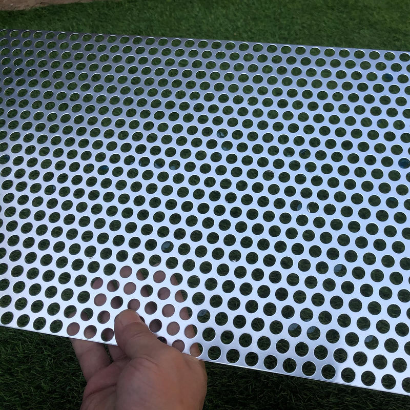 Aluminum Perforated Metal Sheets 16 Gauge 23.6 inch by 11.8 inch Expanded Metal Mesh Aluminum Opening 2/5" 0.4 inch (About 10 mm) Perforated Steel Sheet Mesh Screen Decorative 23.6" X 11.8" 1