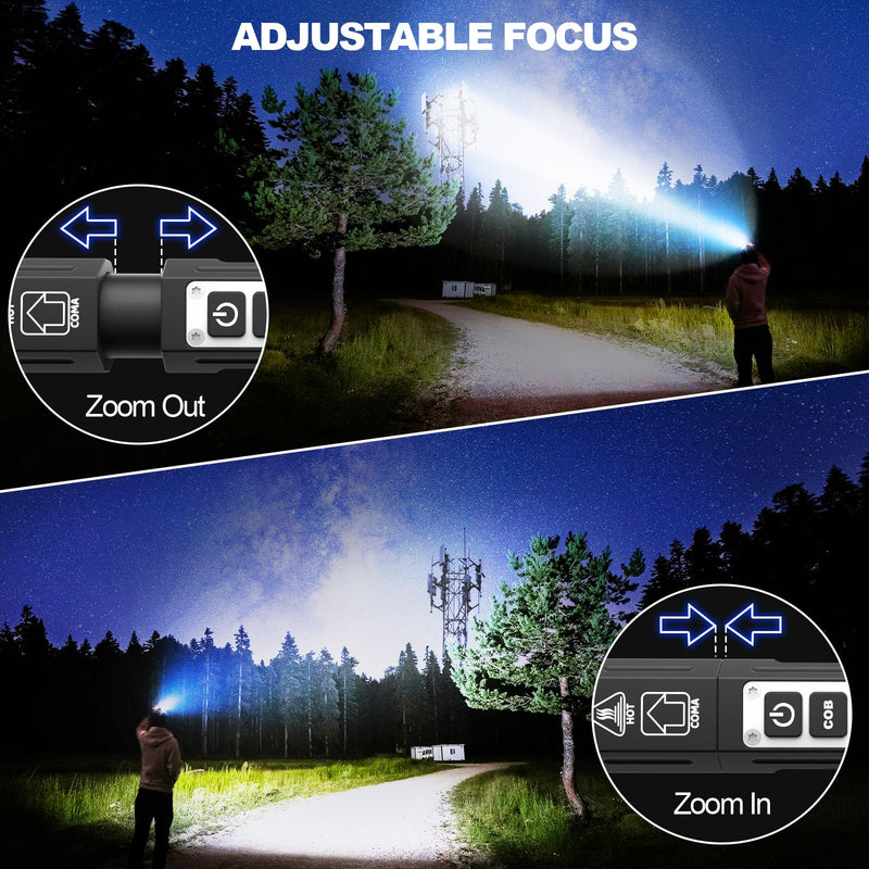 Rechargeable Flashlights High Lumens - 20,000LM Super Bright Small Pocket Magnetic Flashlight, 8 Modes LED Tactical Flash Light, Dual Button Powerful Flashlight for Camping (2, Pure Black) 2