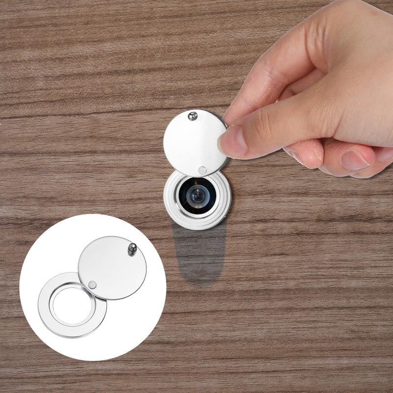 Peephole Cover, Peep Hole Covers for Door, Home Security Peephole Protector, Solid Privacy Door Viewer Cover with Double-Sided Self-Adhesive Tape, Inner Diameter 1.65cm(1 Set, Silver)