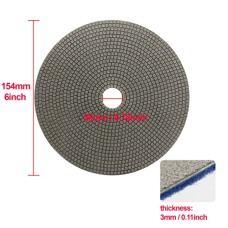 6" Electroplated Diamond Polishing Pads 150mm Sanding Discs Wet Use for Concrete Glass Granite Marble Grinding Tool Grit 60 Grit 60-1pc