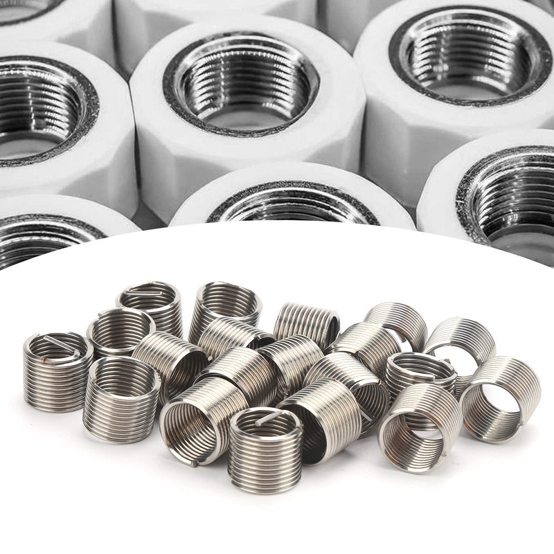 20Pcs Wire Thread Insert Stainless Steel Screw Bushing Repair Socket Kit M14x1.5x1.5D Wire Screw Sleeve Thread